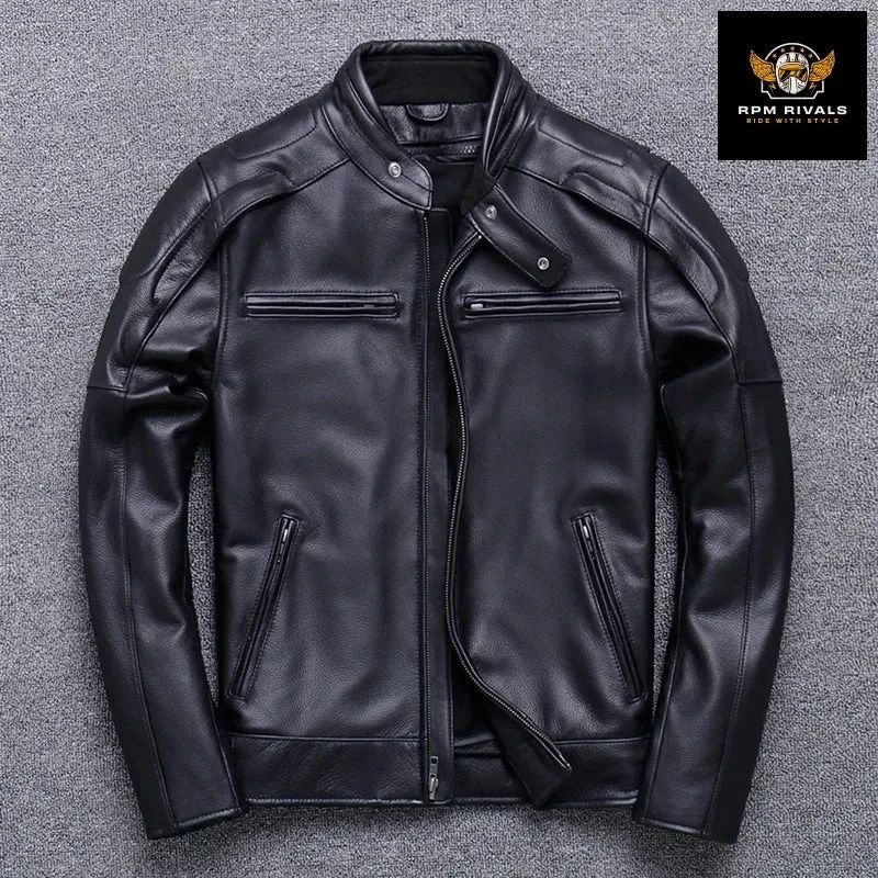 100% Genuine Leather Jacket Men Top Layer Cowhide Coats for Man Motorcycle Outwear Slim Stand Collar Fall  Jackets Trend