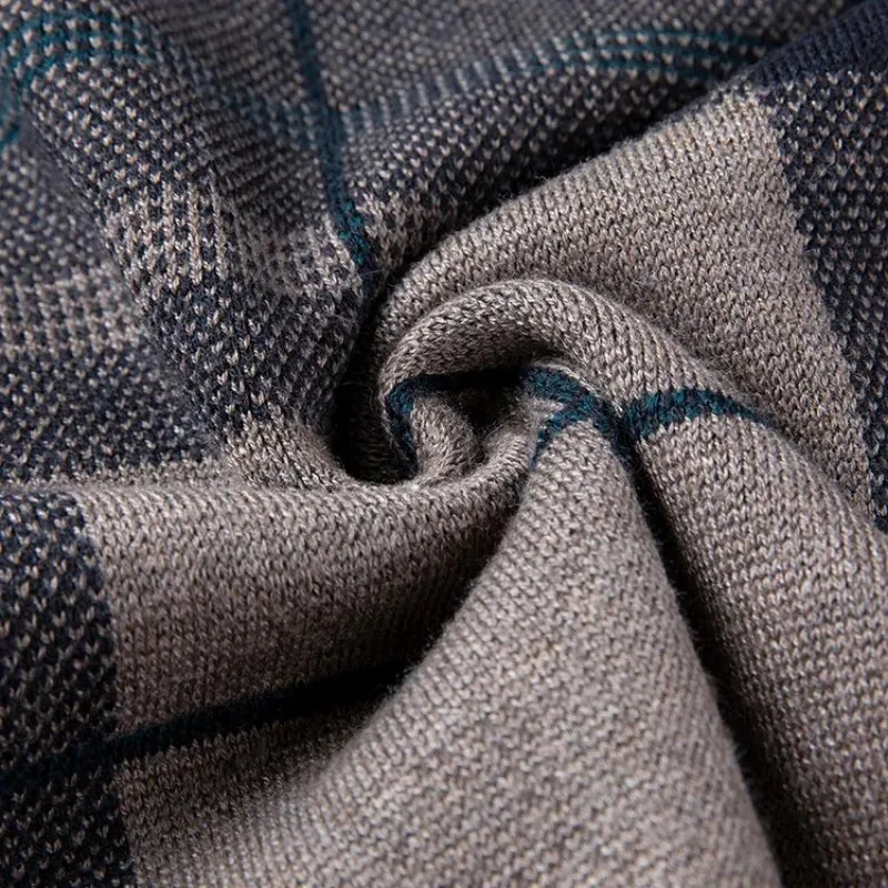 Men's Plaid Printing Pullover Sweater
